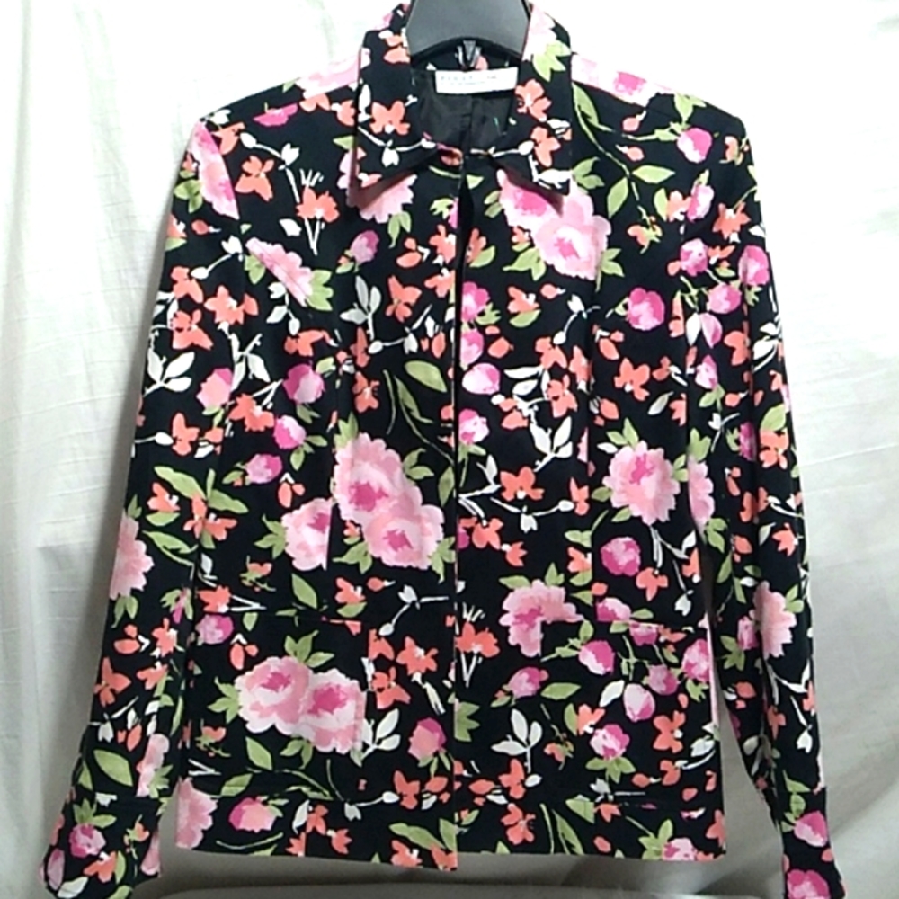 SALE! Like New First Issue A Liz Claiborne Company Floral Print Jacket Sz.L
